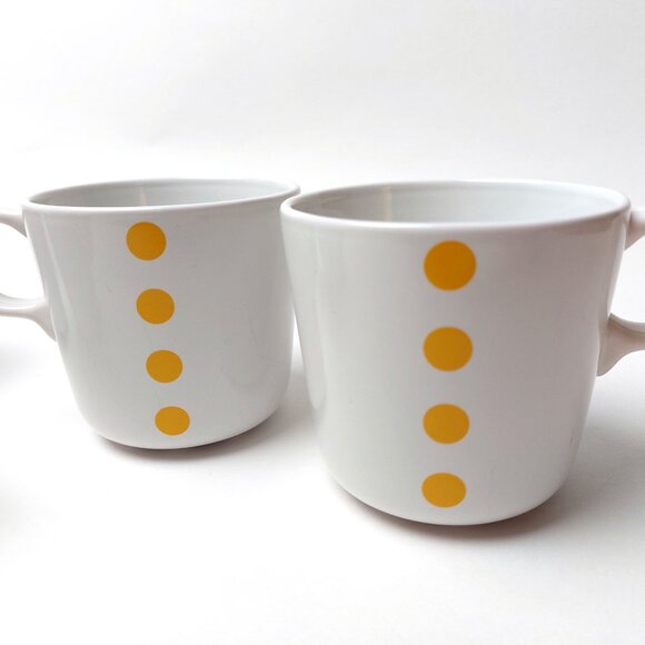 2x IKEA UNGDOM Stackable Coffee Tea Cups Mugs Yellow Polka Dot 15199 - Picture 2 of 5